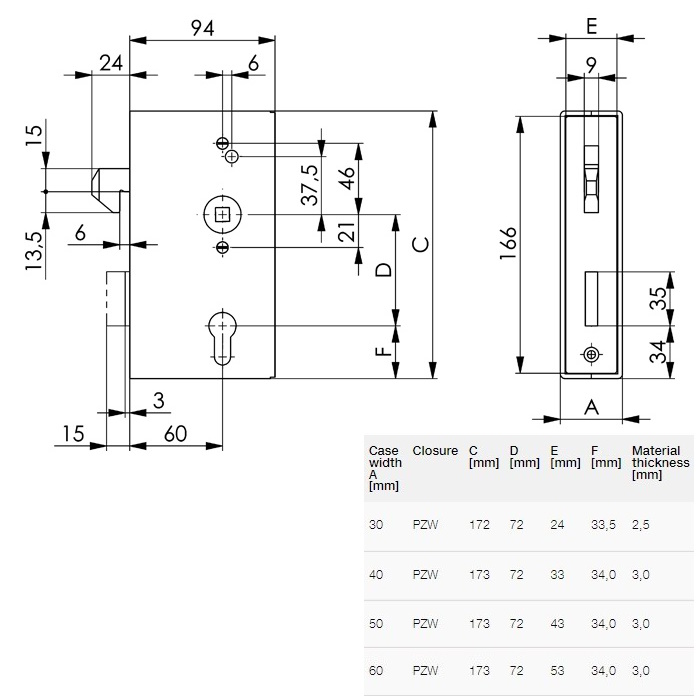 AMF 140S POORTSLOT MET HAAK