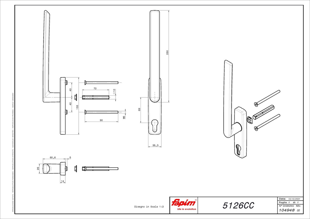 FAPIM PRISMA HEFSCHUIFRAAM HS-5126 HANDGREEP BINNEN - op RAL-kleur