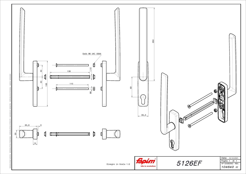 FAPIM PRISMA HEFSCHUIFRAAM HS-5126 HANDGREEP DUBBEL - op RAL-kleur