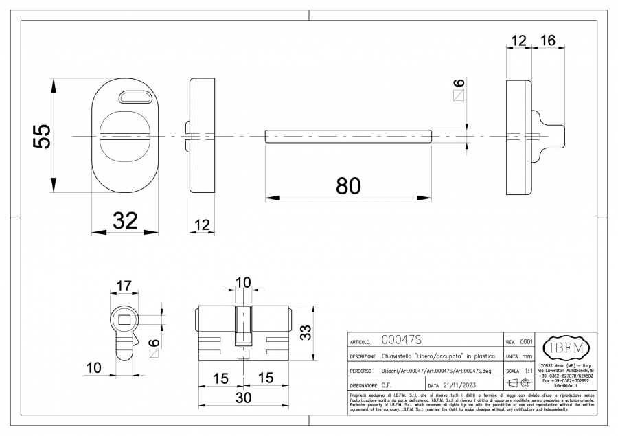 IBFM 47/S WC-GARNITUUR ⧄ 6 MET PC CILINDER