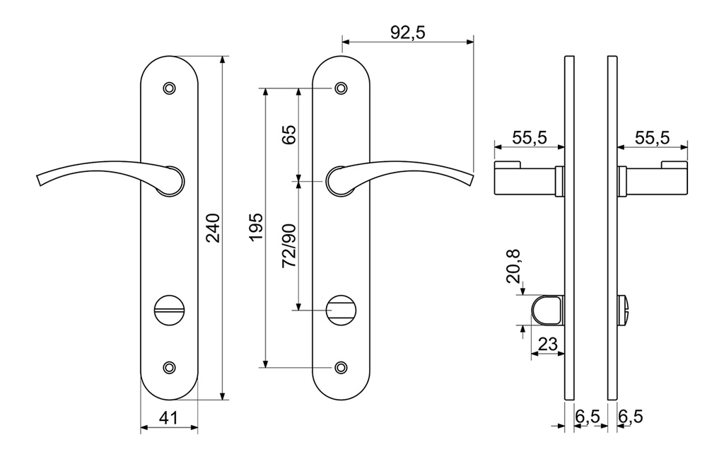BESA SPLIT WC KRUKKENPAAR OP SCHILD AS90MM