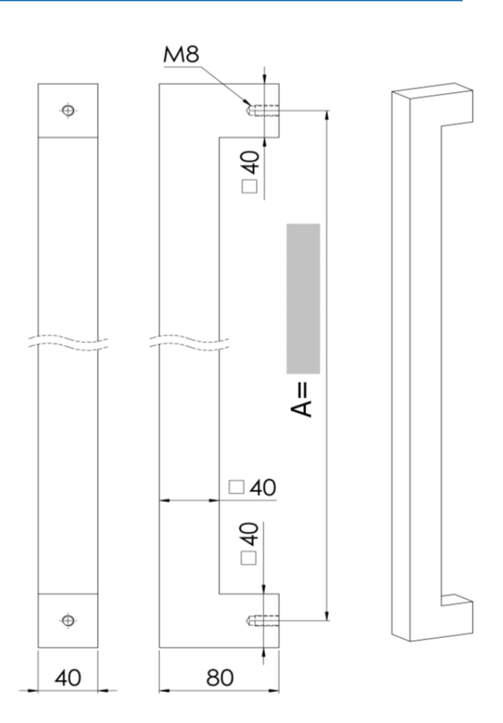 U90°K 01 ⧄ 40/40 ALUMINIUM DEURGREEP - paar