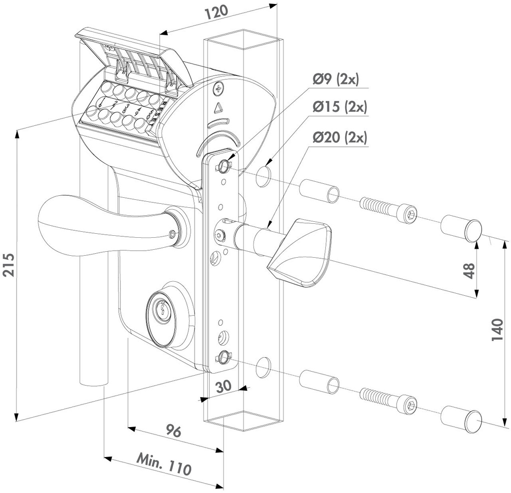 LOCINOX LLKZV2 LEONARDO - MECHANISCH CODESLOT VOOR SCHUIFPOORTEN