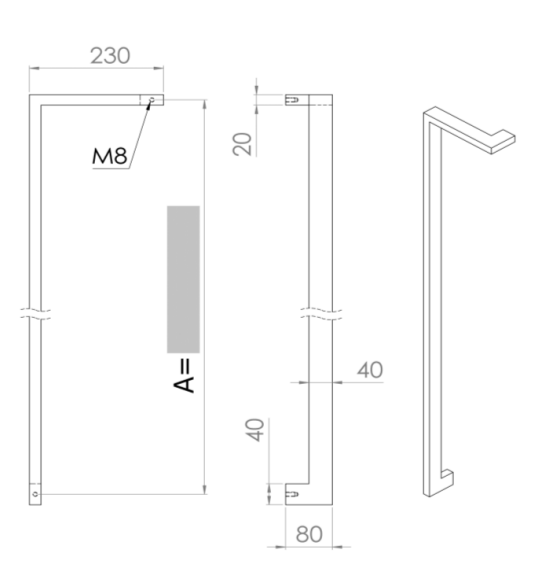 ALUMINIUM DEURGREEP MODEL DK 04 ⧄ 30/30 - paar (kopie)