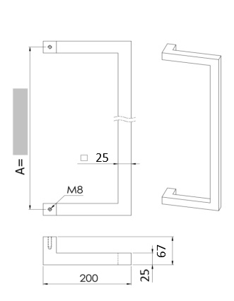U90°K 01 ⧄ 30/30 ALUMINIUM DEURGREEP - stuk