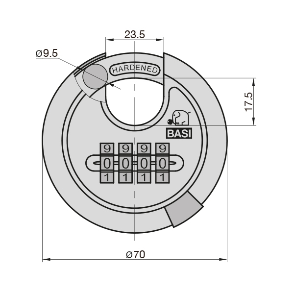 BASI RVS 610Z ROND Ø70 DISCUS HANGSLOT