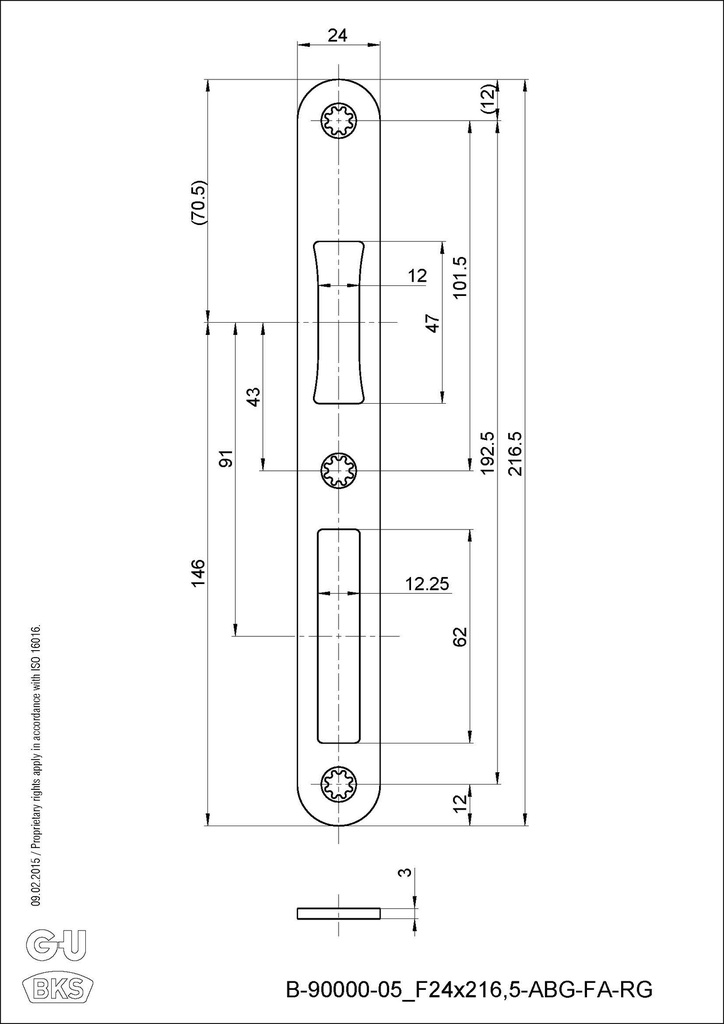 BKS SLUITPLAAT VOOR PANIEKSLOT AUTOMATIC