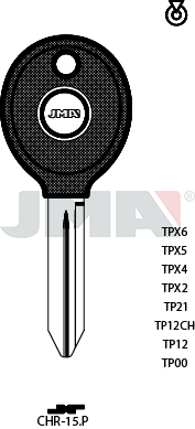 JMA BRUTE AUTOSLEUTEL PROFIEL TP00CHR-15P ZONDER TRANSPONDER