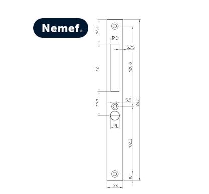 Nemef sluitplaat P1205H/17/T voor haakslot