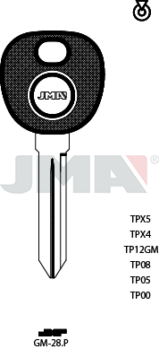 [TP00GM-28.P] JMA BRUTE AUTOSLEUTEL PROFIEL TP00NE-38P4 ZONDER TRANSPONDER 